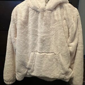 Forever 21 Cream Fur Faux Hoodie